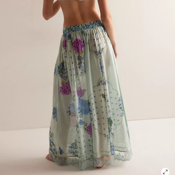 Free People Hey Lover Printed Lace Inset Sleep Pajama Pants L - Picture 2 of 7